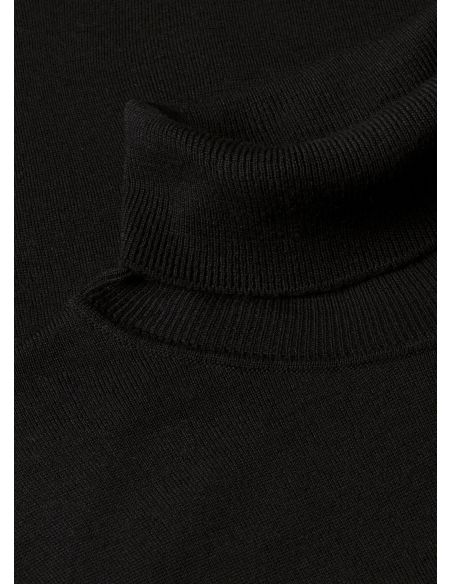 PULL COL ROULÉ LAINE MÉRINOS FINE NOIR