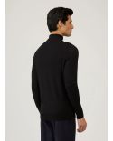 PULL COL ROULÉ LAINE MÉRINOS FINE NOIR