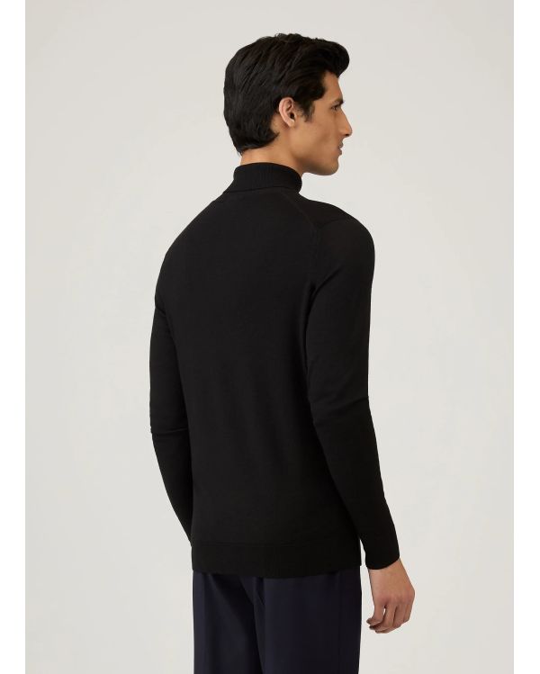 FINE MERINO WOOL TURTLENECK BLACK SWEATER 2