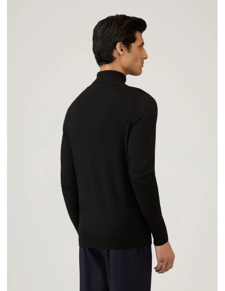 PULL COL ROULÉ LAINE MÉRINOS FINE NOIR