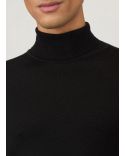 PULL COL ROULÉ LAINE MÉRINOS FINE NOIR