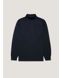 FINE MERINO WOOL TURTLENECK NAVY BLUE SWEATER