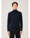FINE MERINO WOOL TURTLENECK NAVY BLUE SWEATER