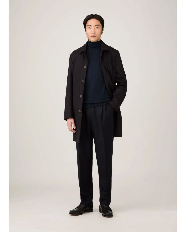 FINE MERINO WOOL TURTLENECK NAVY BLUE SWEATER