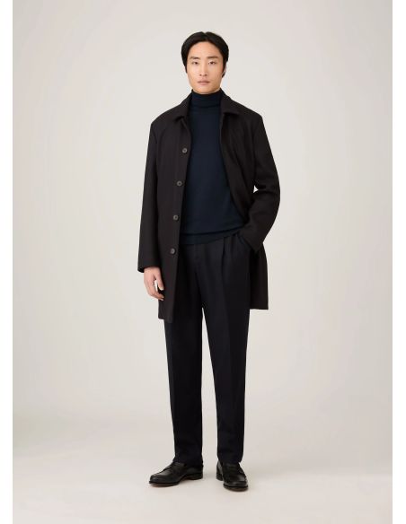 FINE MERINO WOOL TURTLENECK NAVY BLUE SWEATER