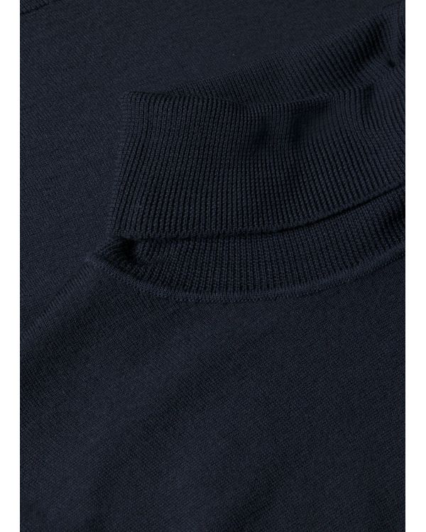 FINE MERINO WOOL TURTLENECK NAVY BLUE SWEATER