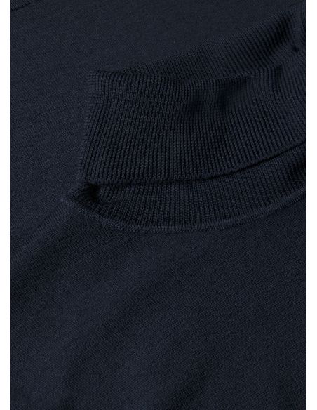 FINE MERINO WOOL TURTLENECK NAVY BLUE SWEATER