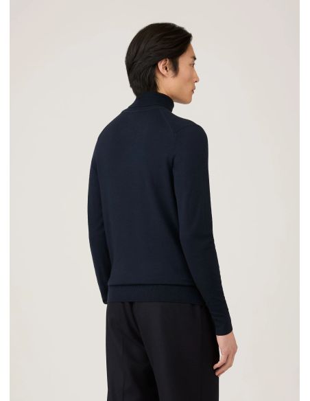 FINE MERINO WOOL TURTLENECK NAVY BLUE SWEATER