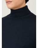 FINE MERINO WOOL TURTLENECK NAVY BLUE SWEATER
