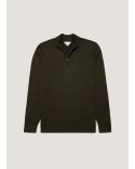MERINO WOOL HALF-ZIP NECK DARK GREEN SWEATER