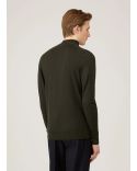 MERINO WOOL HALF-ZIP NECK DARK GREEN SWEATER