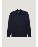 MERINO WOOL HALF-ZIP NECK NAVY BLUE SWEATER