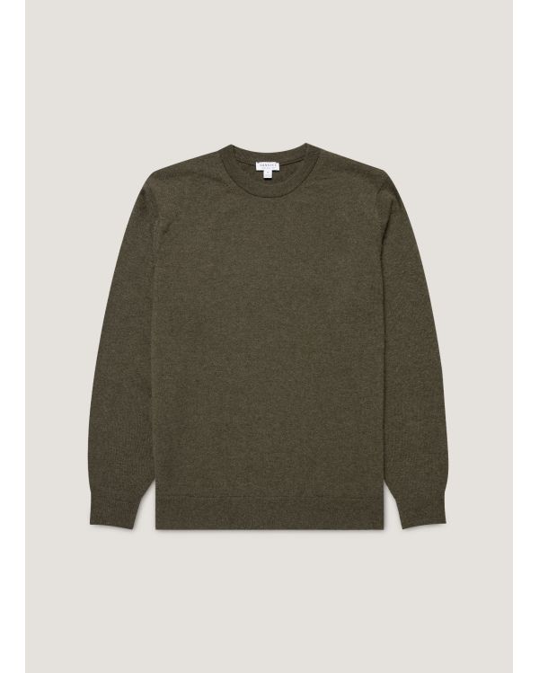 CASHMERE CREW NECK KHAKI SWEATER