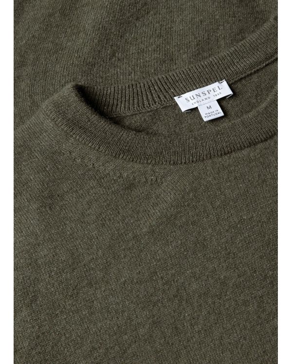 CASHMERE CREW NECK KHAKI SWEATER