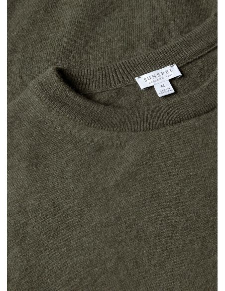 CASHMERE CREW NECK KHAKI SWEATER