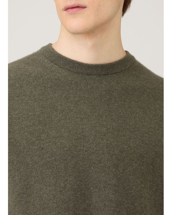 CASHMERE CREW NECK KHAKI SWEATER