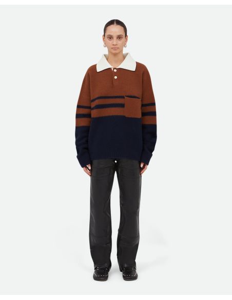 THE CALME BROWN AND NAVY BLUE POLO SHIRT