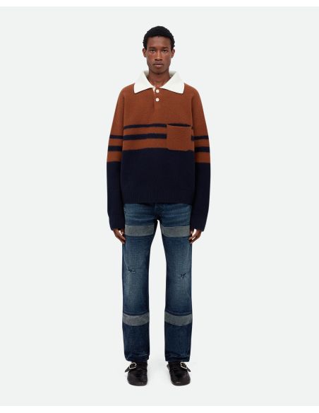 LE POLO CALME BRUN ET BLEU MARINE