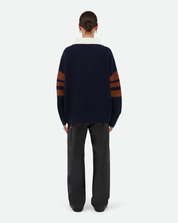 THE CALME BROWN AND NAVY BLUE POLO SHIRT