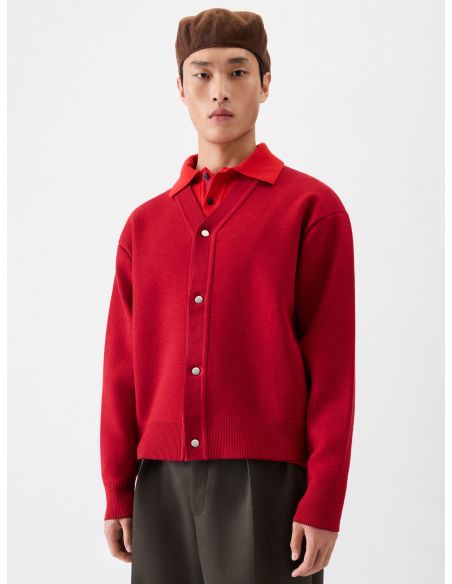 LE CARDIGAN DOPPIO MULTI-ROUGE