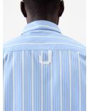 SIMON BUSINESS STRIPED SHIRT WITH BLUE AND WHITE JACQUARD LOGO