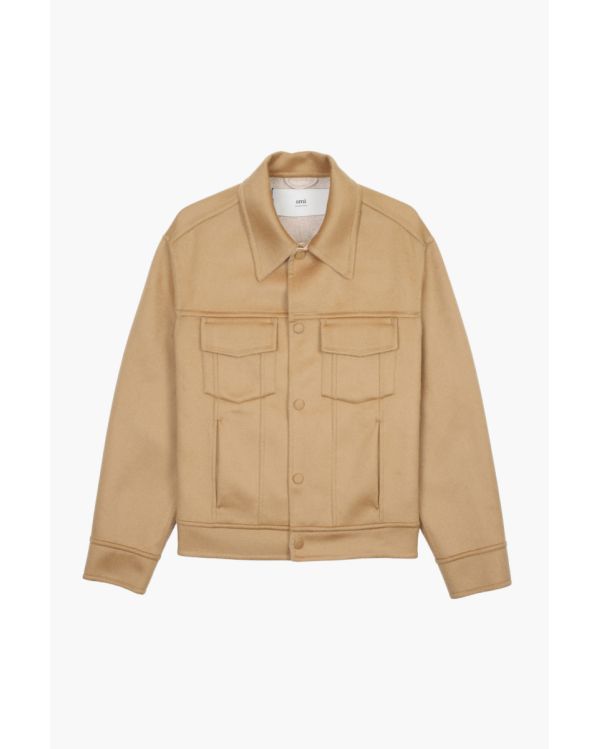 CAMEL/COFFEE/CREAM WOOL TRUCKER JACKET