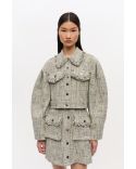 SHORT TWEED JACKET ALASKA BLUE