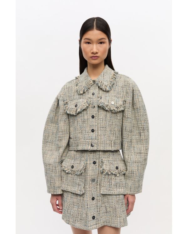 SHORT TWEED JACKET ALASKA BLUE