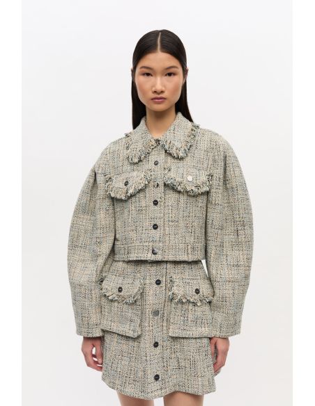 VESTE COURTE EN TWEED BLEU D'ALASKA