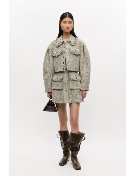 VESTE COURTE EN TWEED BLEU D'ALASKA