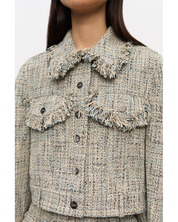 VESTE COURTE EN TWEED BLEU D'ALASKA