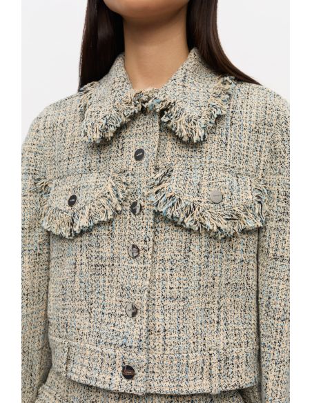 VESTE COURTE EN TWEED BLEU D'ALASKA