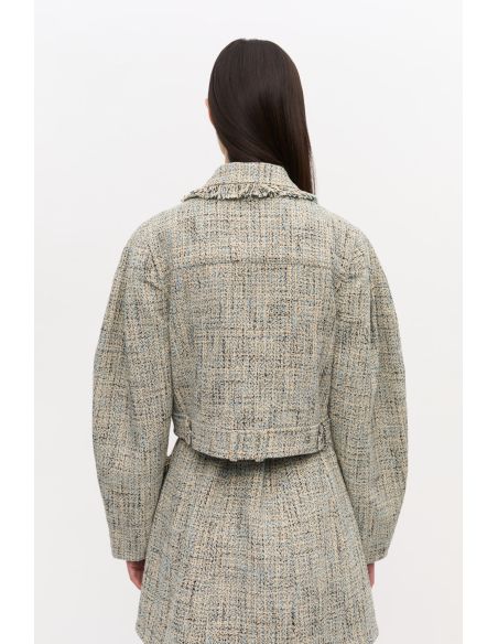 VESTE COURTE EN TWEED BLEU D'ALASKA