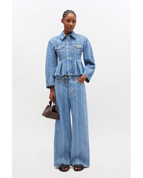 PLEATED STRIPED DENIM JACKET 2