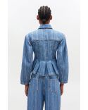 VESTE PLISSÉE EN DENIM RAYÉ 