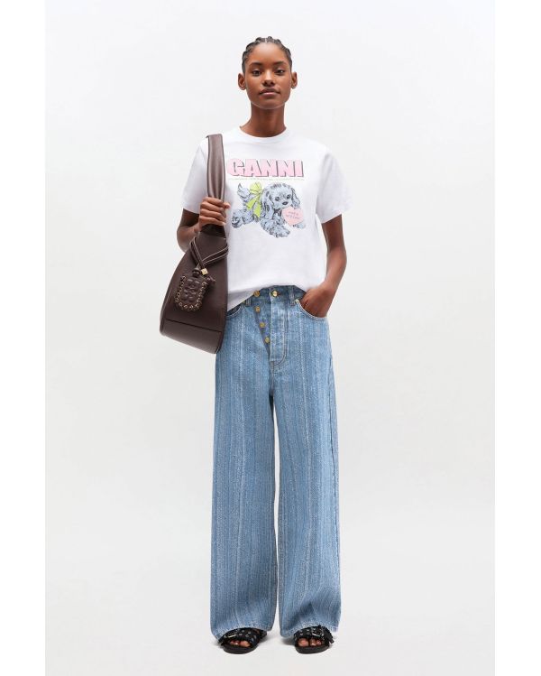 BAGGY STRIPED MID BLUE STONE JEANS
