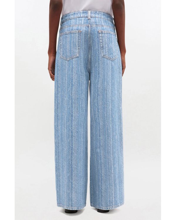 BAGGY STRIPED MID BLUE STONE JEANS