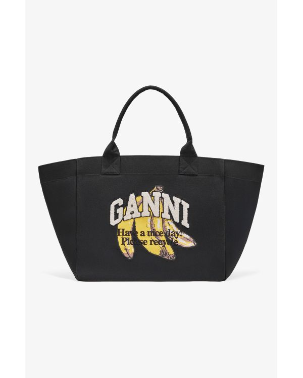 SAC FOURRE-TOUT XXL NOIR À IMPRIMÉ BANANE