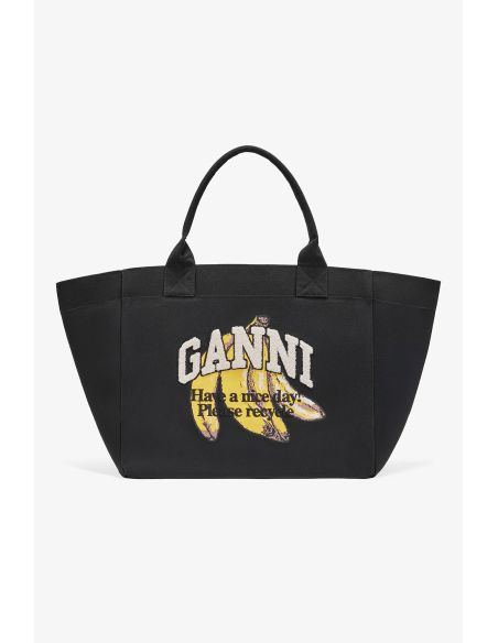 SAC FOURRE-TOUT XXL NOIR À IMPRIMÉ BANANE