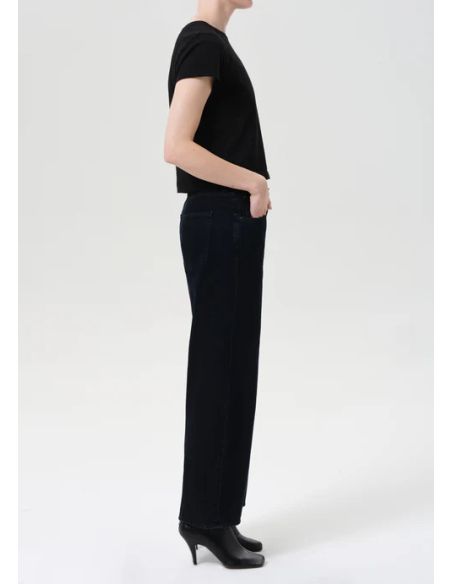JEAN COURT COUPE BASSE DENIM DÉLAVÉ NOIR