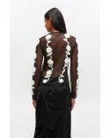 BLACK FLORAL CROCHET TURTLENECK