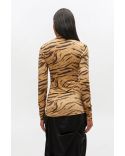 ZEBRA PRINT JERSEY TURTLENECK KHAKI