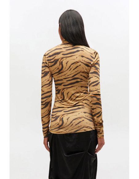 ZEBRA PRINT JERSEY TURTLENECK KHAKI