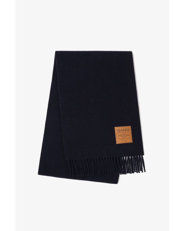 SKY CAPTAIN BLACK DOUBLE FACE WOOL SCARF