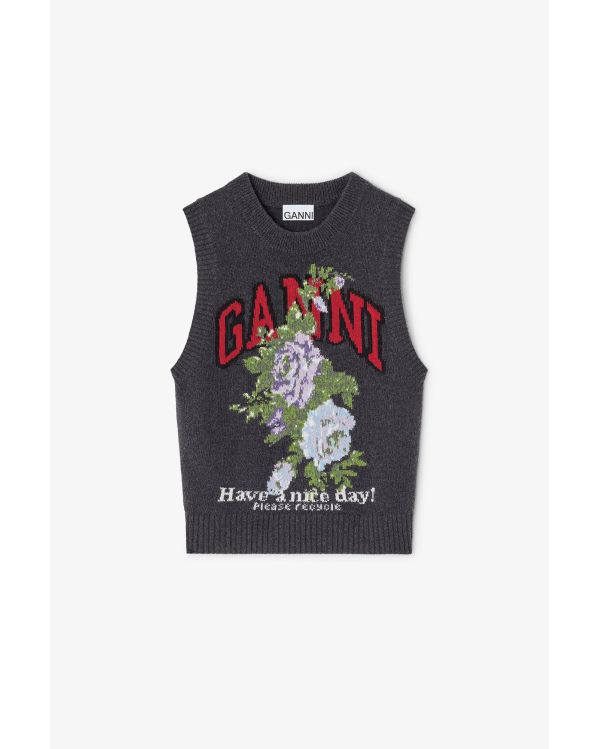 PHANTOM DARK GREY WOOL SLEEVELESS SWEATER
