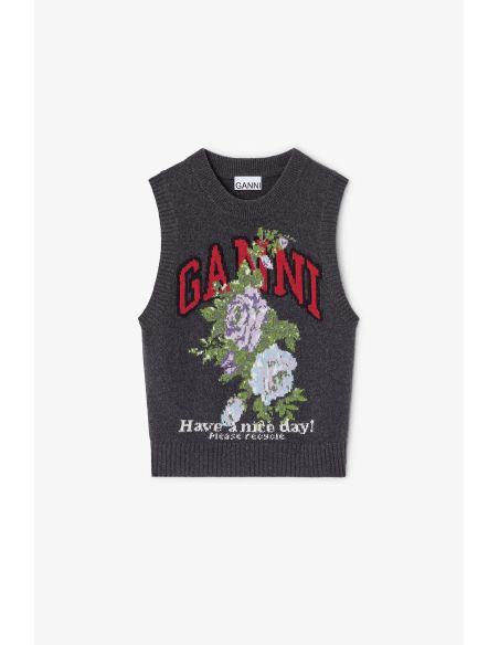 PHANTOM DARK GREY WOOL SLEEVELESS SWEATER