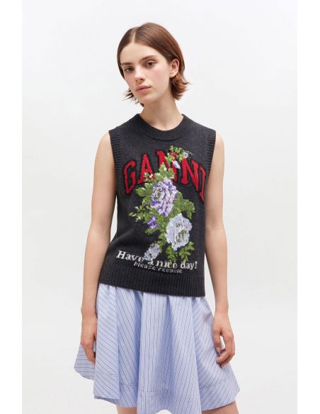 PULL SANS MANCHES LAINE GRIS FONCÉ PHANTOM