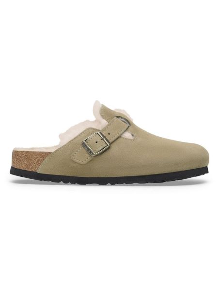 TAUPE LAMB FUR BOSTON MULES