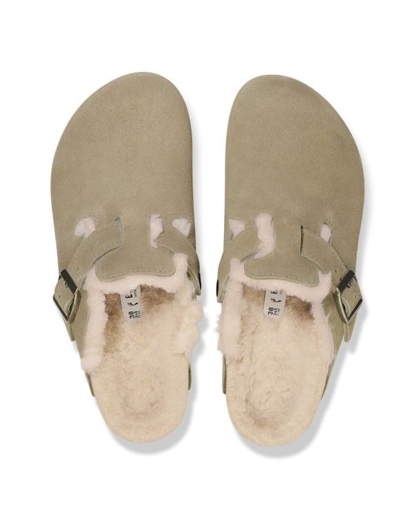MULES BOSTON FOURRURE D'AGNEAU TAUPE