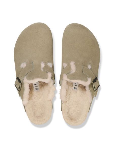TAUPE LAMB FUR BOSTON MULES